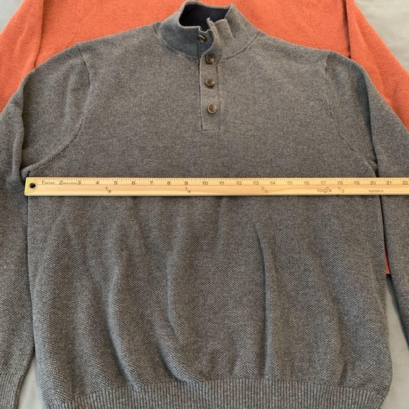 Brooks Brothers Sweaters Lot Of 2 Mens Large Gray Orange Cotton Cashmere Henley - Picture 5 of 12